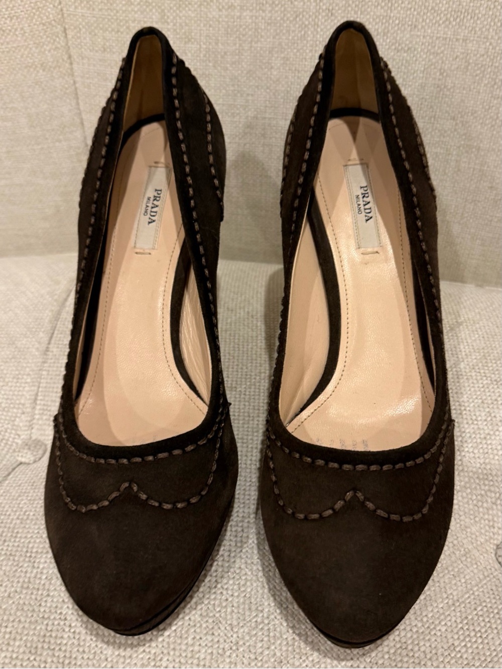 Prada Dark Brown Suede High Heel Pumps 39